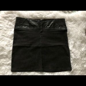 Black faux leather and Jean skirt